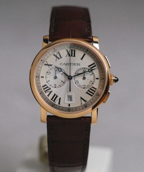 รับซื้อนาฬิกา Cartier Rotonde de Cartier Chronograph 18K Rose Gold Ref W1556238