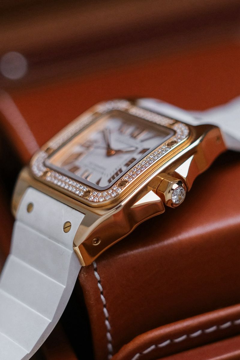 ขายนาฬิกา Cartier Santos 100 18K Rose Gold Diamond Ref 2879