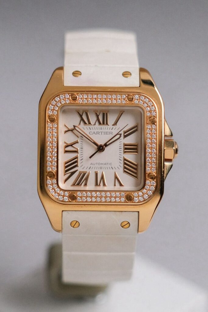 นาฬิกา Cartier Santos 100 18K Rose Gold Diamond Ref 2879