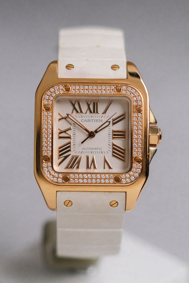นาฬิกา Cartier Santos 100 18K Rose Gold Diamond Ref 2879