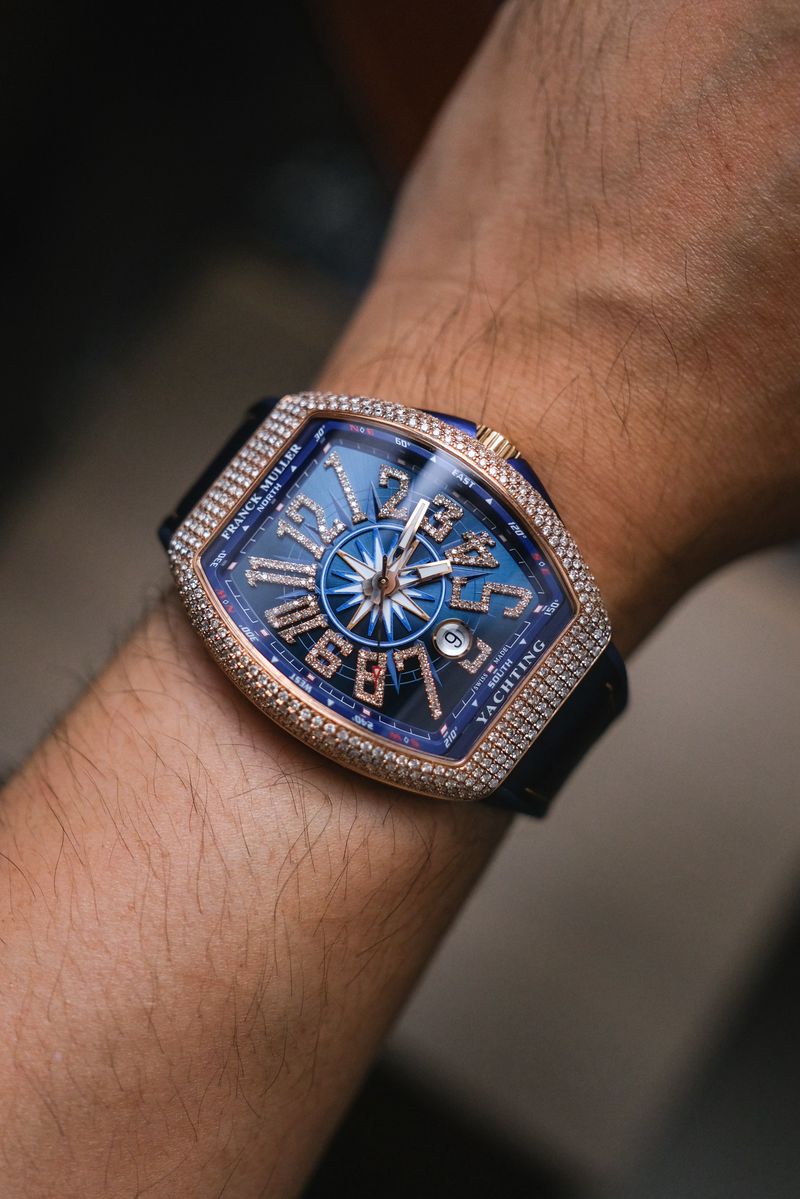 Franck Muller Vanguard Yachting Blue V41 18K Rose Gold Diamond (4)