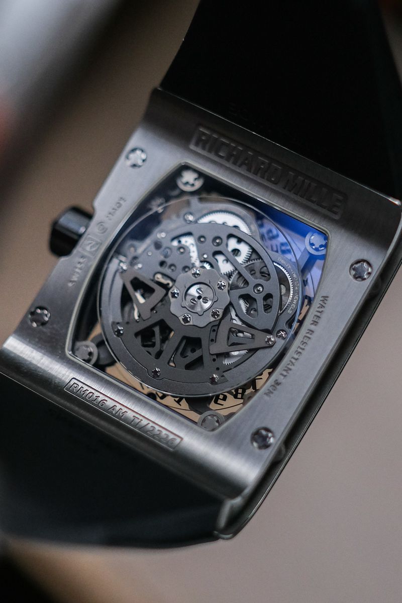 ขายนาฬิกา Richard Mille RM 016 Automatic Extra Flat Titanium open back case