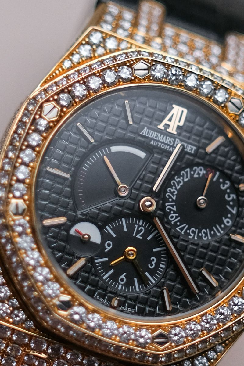 นาฬิกา Audemars Piguet Royal Oak Dual Time Rose Gold Full Diamond 26120OR