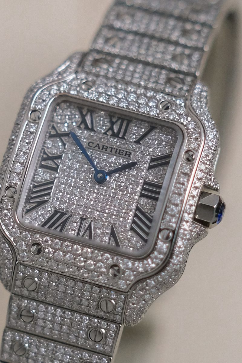ร้านนาฬิกา Cartier Santos de Cartier Small Full Diamond Ref WSSA0082