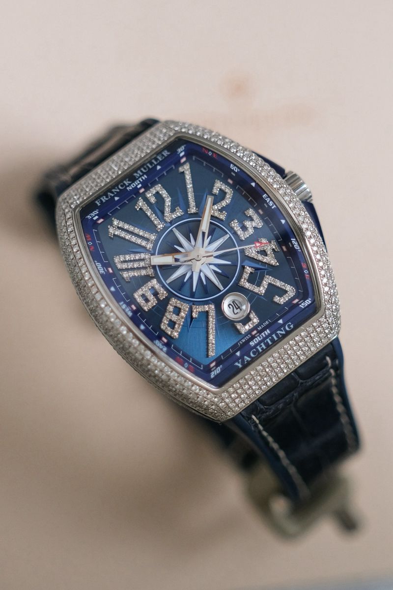 นาฬิกามือสอง Franck Muller Vanguard Yachting Blue V41 Full Diamond