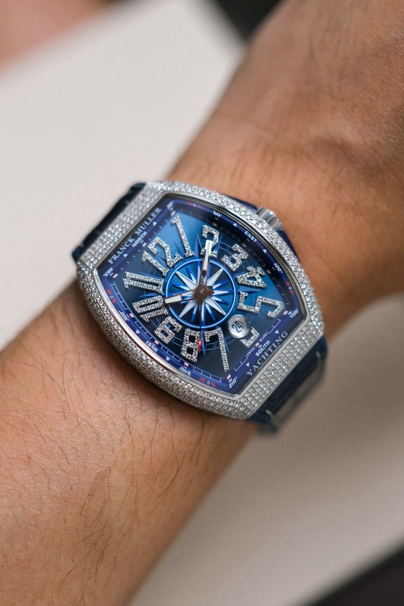 ร้านนาฬิกา Franck Muller Vanguard Yachting Blue V41 Full Diamond