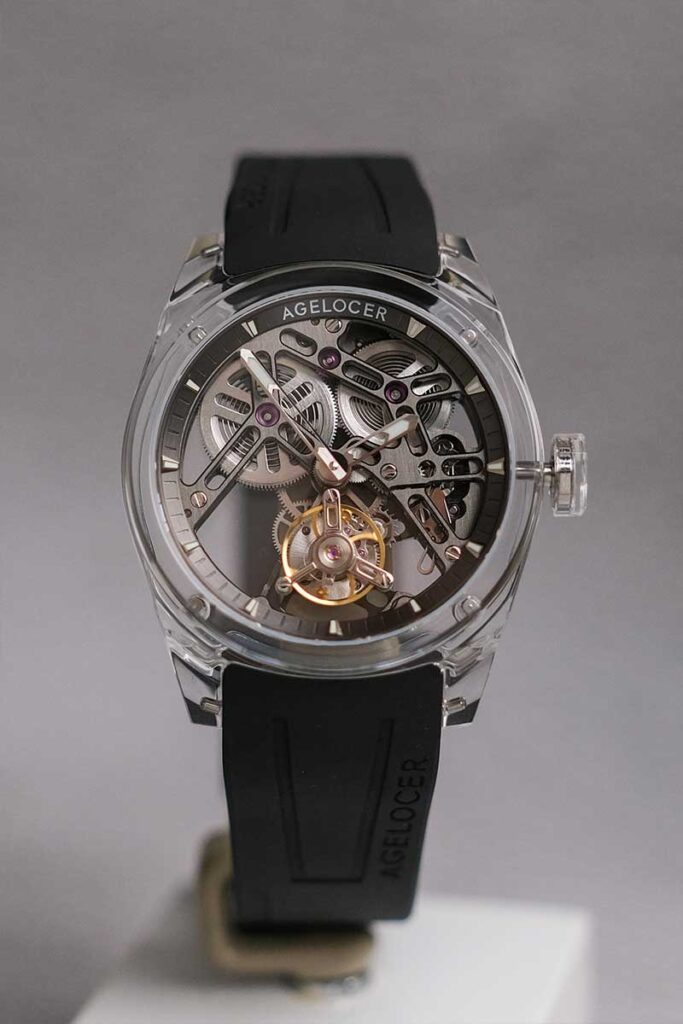 ร้านนาฬิกา AGELOCER “Ice Never Melts” Free-Sprung Crystal Flying Tourbillon 9101S11