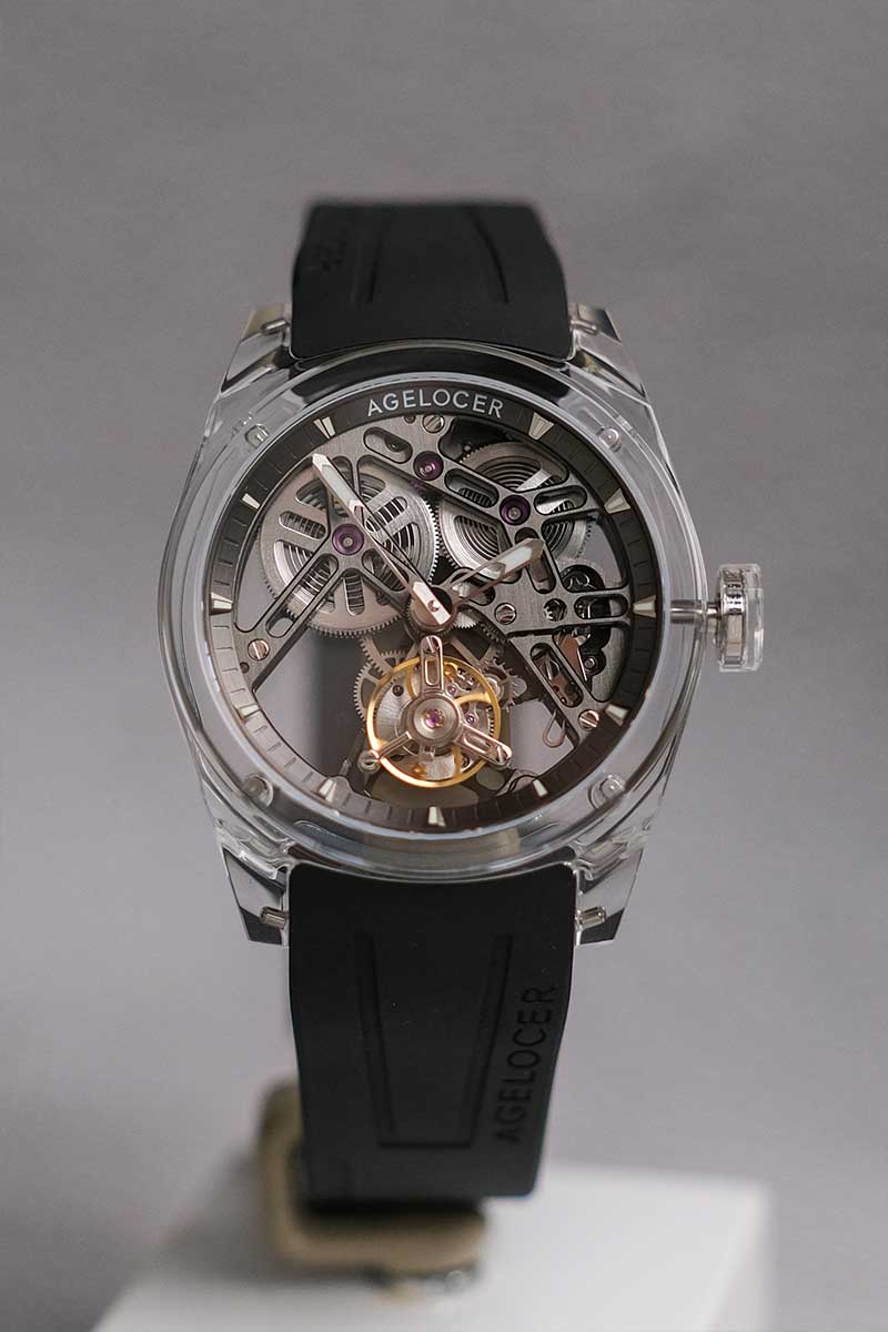 ร้านนาฬิกา AGELOCER “Ice Never Melts” Free-Sprung Crystal Flying Tourbillon 9101S11