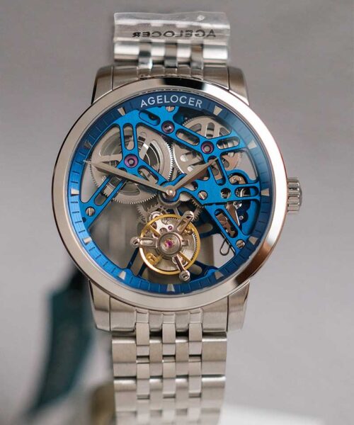 นาฬิกา AGELOCER Original Hollow Blue Free-Sprung Flying Tourbillon 9004A9