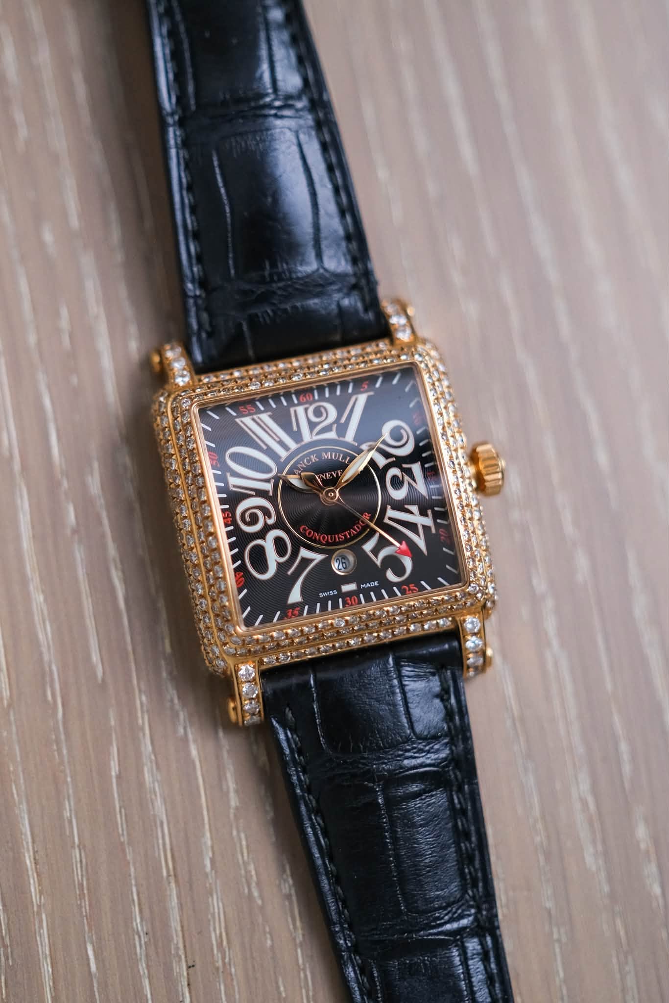 นาฬิกา Franck Muller Conquistador Cortez 18K Rose Gold Diamond 10000 L