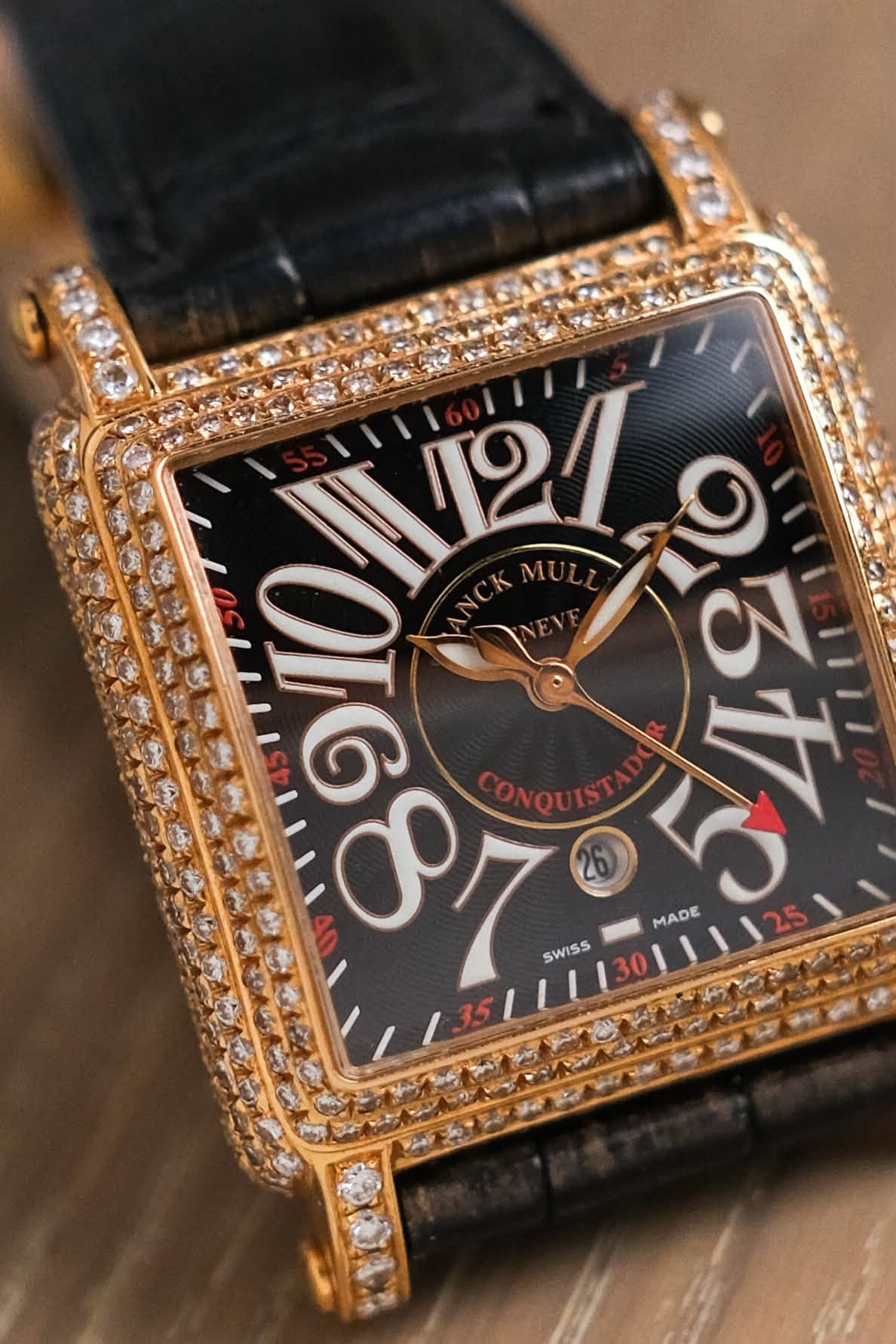 ร้านนาฬิกา Franck Muller Conquistador Cortez 18K Rose Gold Diamond 10000 L