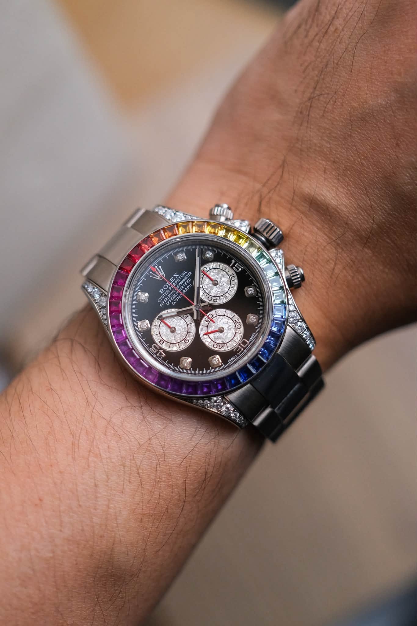 นาฬิกา Rolex Cosmograph Daytona Rainbow 18K White Gold