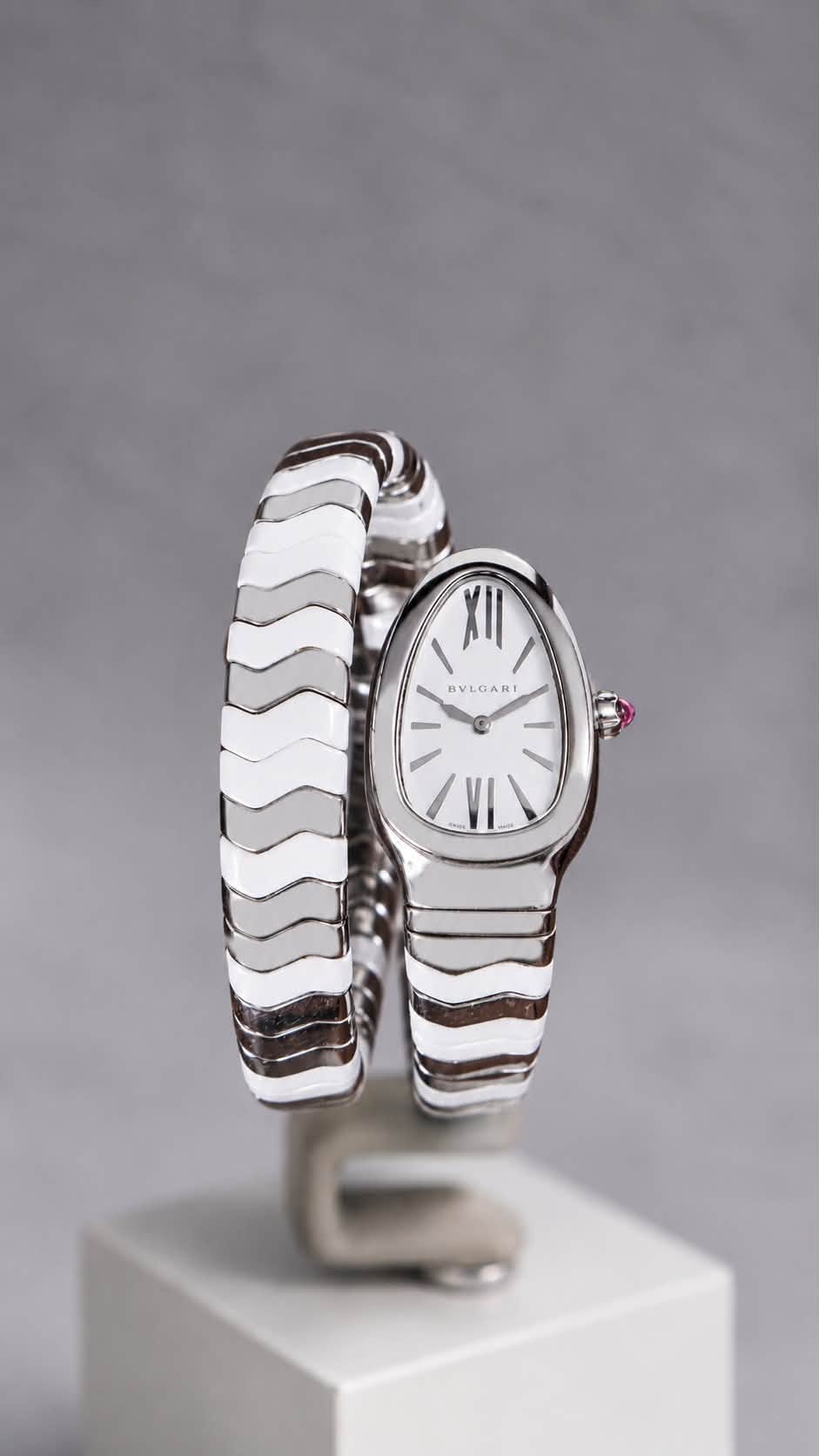 BVLGARI Serpenti Spiga White Ceramic & Stainless Steel (3)
