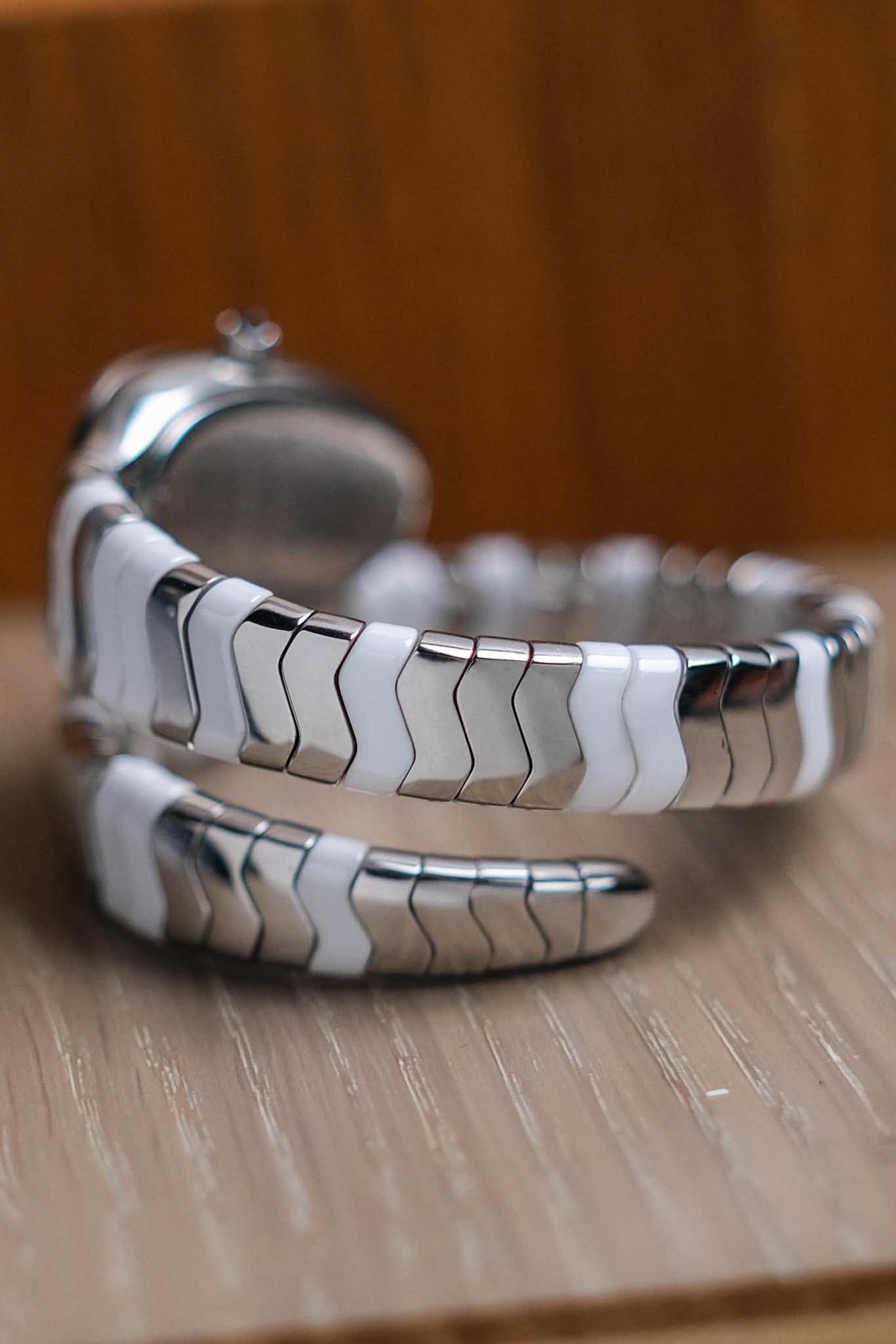 BVLGARI Serpenti Spiga White Ceramic & Stainless Steel (4)