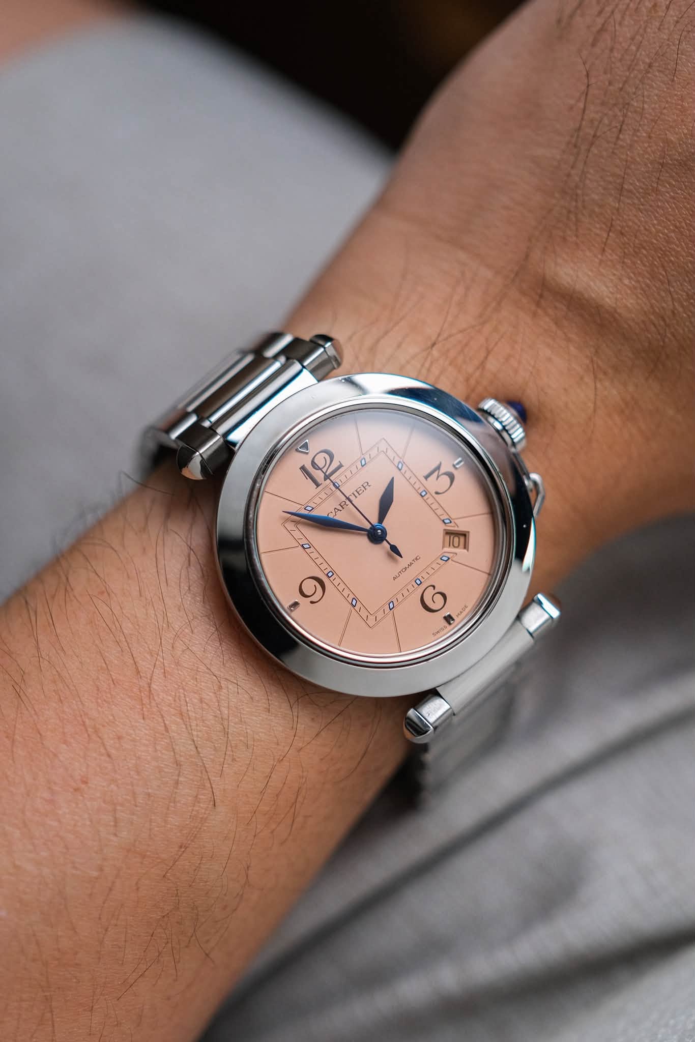 ขายนาฬิกา Cartier Pasha de Cartier Stainless Steel Salmon Dial WSPA0040