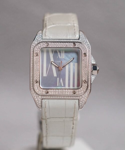 ร้านนาฬิกา Cartier Santos 100 18K White Gold Diamond Set WM503251