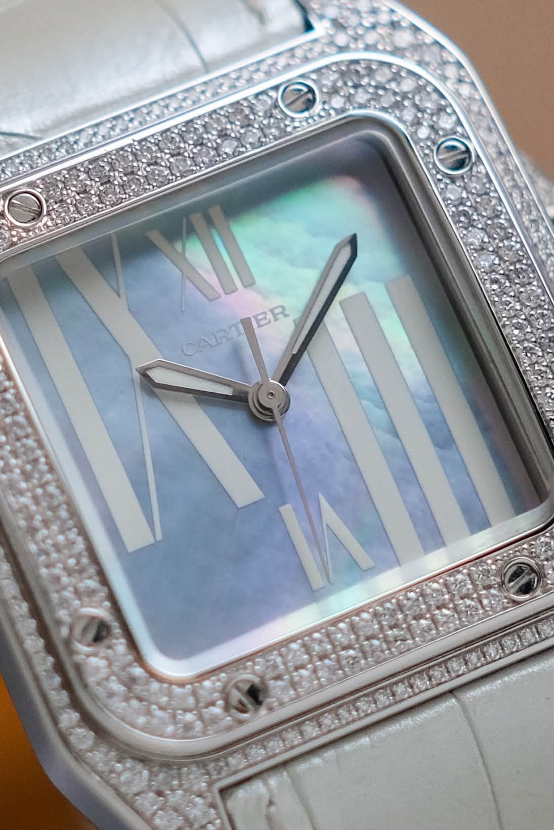 นาฬิกา Cartier Santos 100 18K White Gold Diamond Set WM503251
