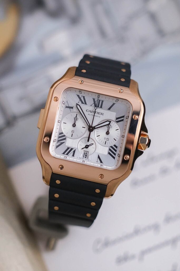 นาฬิกา Cartier Santos de Cartier Chronograph 18K Rose Gold XL WGSA0017