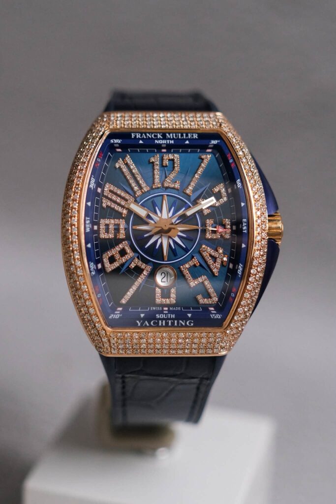 รับซื้อนาฬิกา Franck Muller Vanguard Yachting Blue V45 Diamond 18K Rose Gold