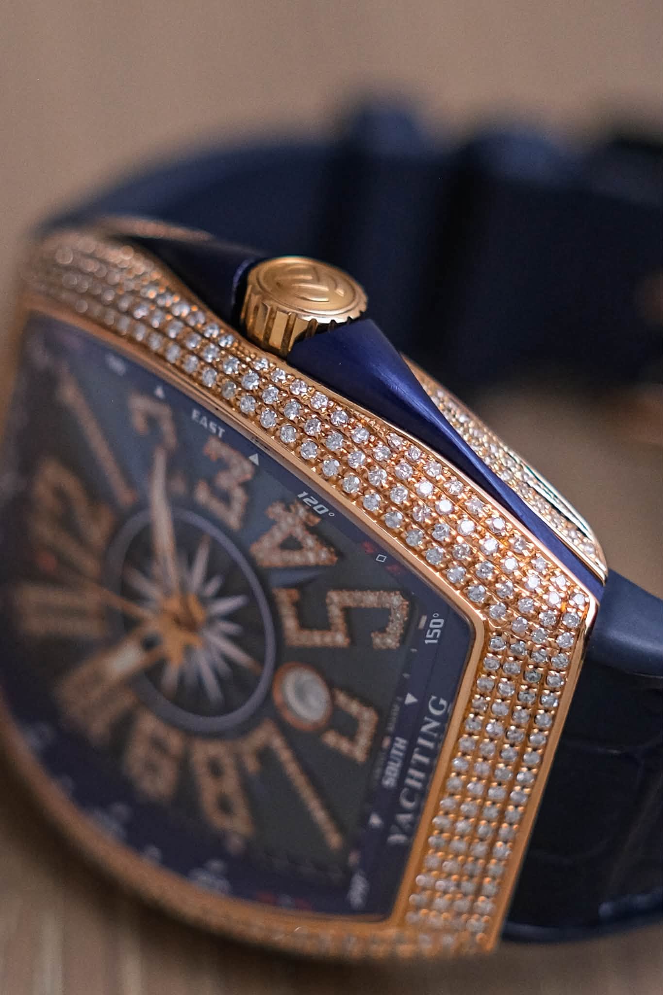 ขายนาฬิกา Franck Muller Vanguard Yachting Blue V45 Diamond 18K Rose Gold