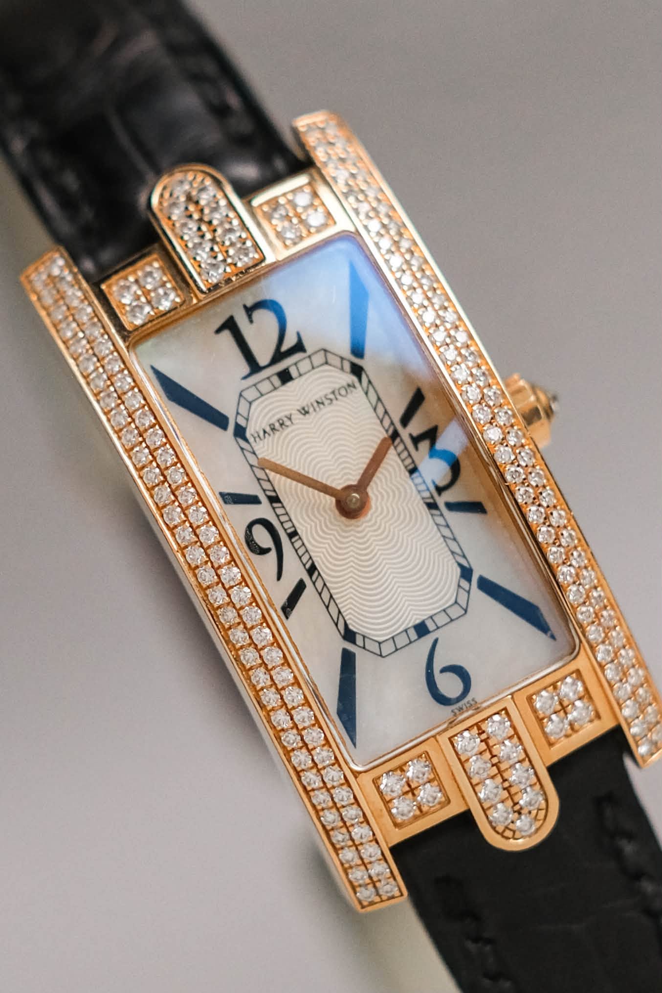 นาฬิกา Harry Winston Avenue C Mini 18K Rose Gold Diamond