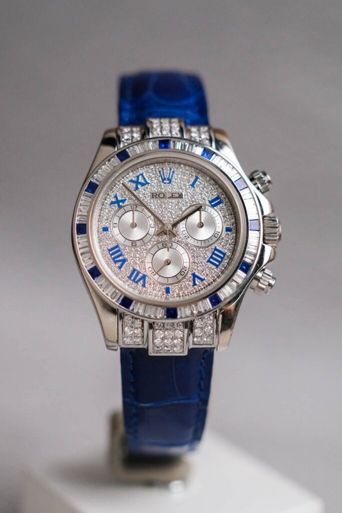 รับซื้อนาฬิกา Rolex Cosmograph Daytona 18K White Gold Diamond After Setting