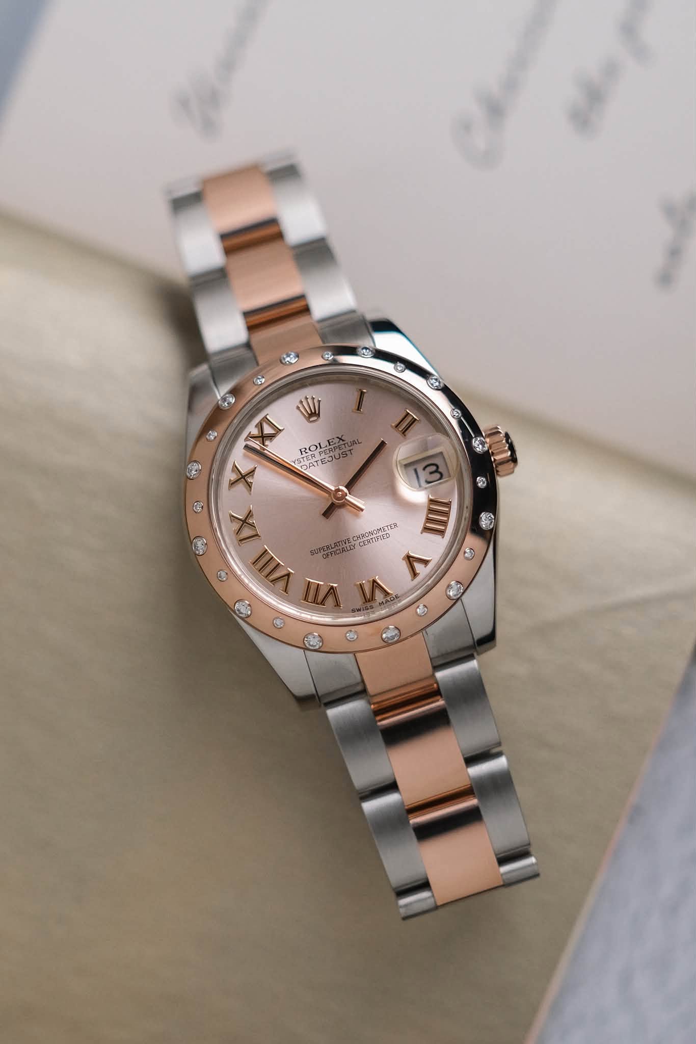 ร้านนาฬิกา Rolex Datejust 31 Stainless Steel & 18K Everose Gold Diamond Bezel 178341