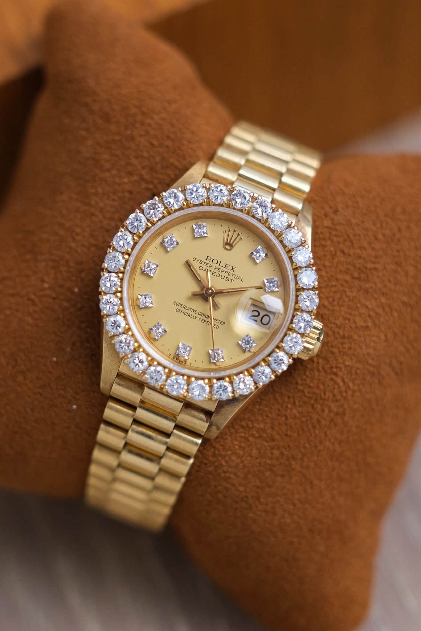 รับซื้อนาฬิกา Rolex Lady-Datejust 26 President 18K Yellow Gold Ref. 69178